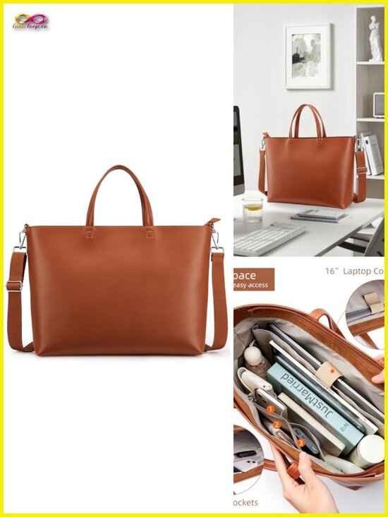 Handbags - Faux Leather Tote Bag Zipper Shoulder Satchel Casual Work Dating College